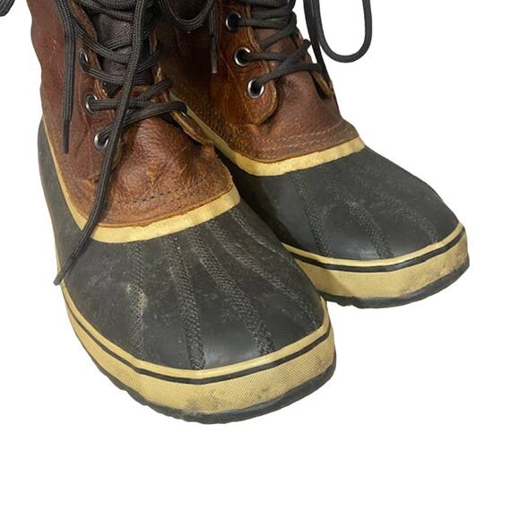 Sorel Brown Leather Lace Up Waterproof Winter Snow Rain Boots Men Sz 11 - Picture 14 of 15